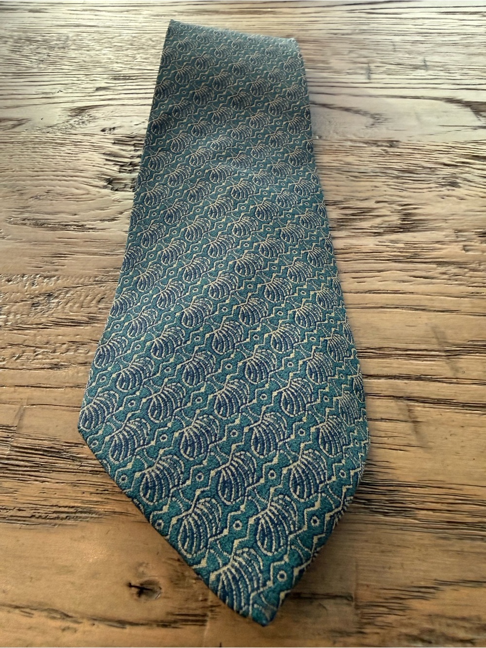 Fendi Teal Patterned Silk Tie